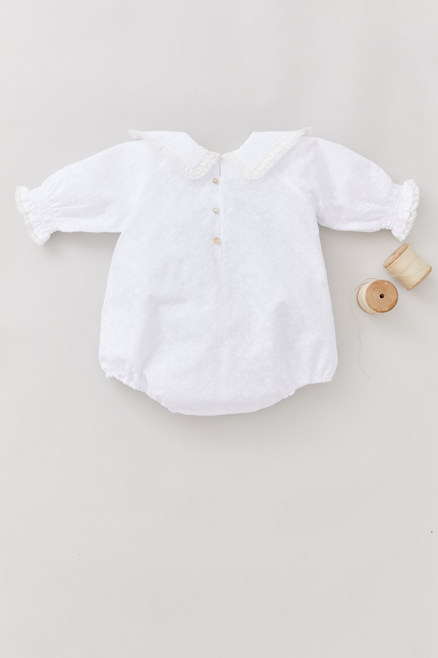 Ginger Romper In Broderie White - Designed by Ingrid Lewis - Strawberries & Cream