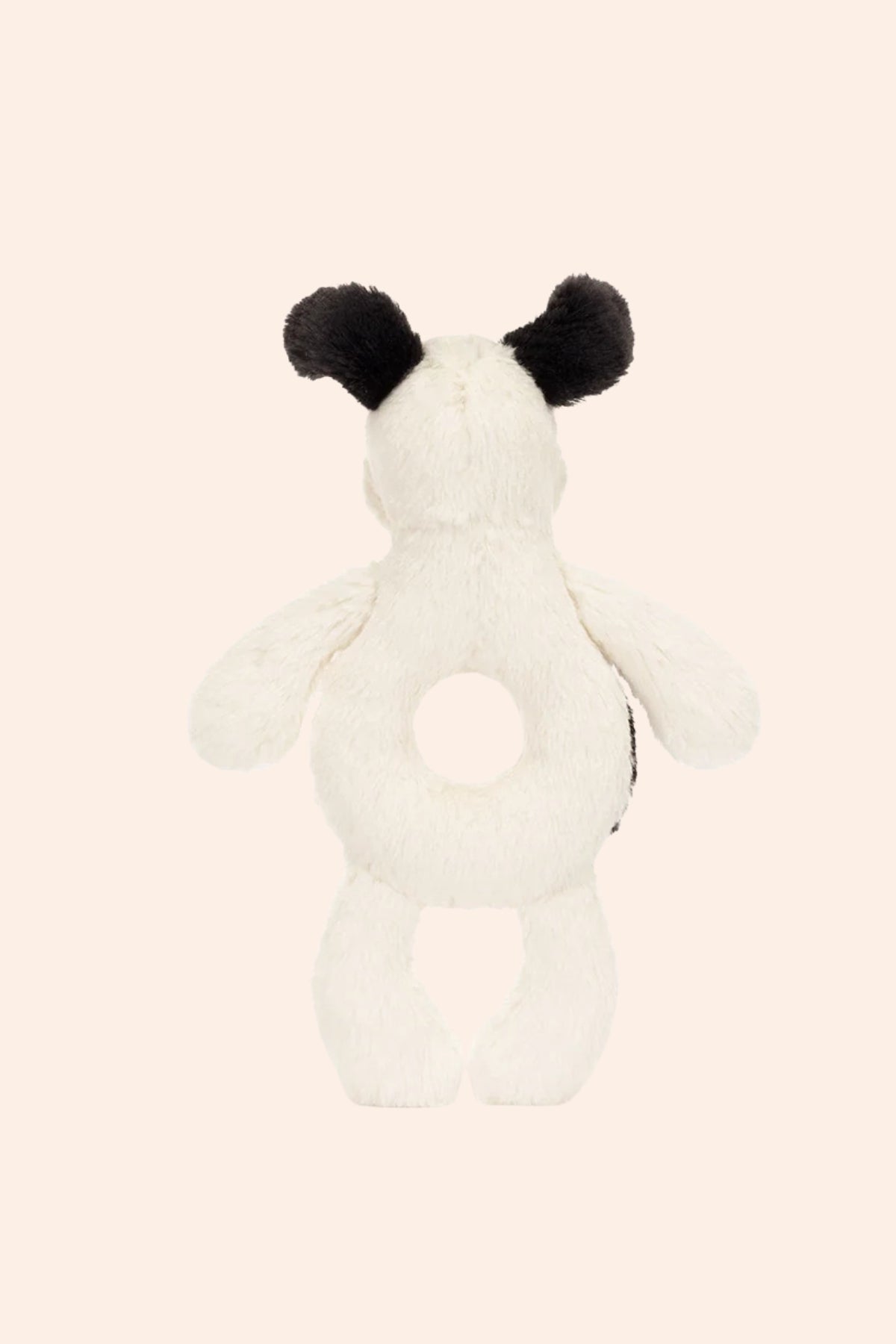 Jellycat -  Bashful Black & Cream Puppy Ring Rattle - Strawberries & Cream - Ingrid Lewis - Designer