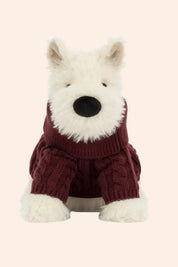 Jellycat - Munro Scottie Dog Winter Jumper Outfit - Strawberries & Cream - Ingrid Lewis - Designer