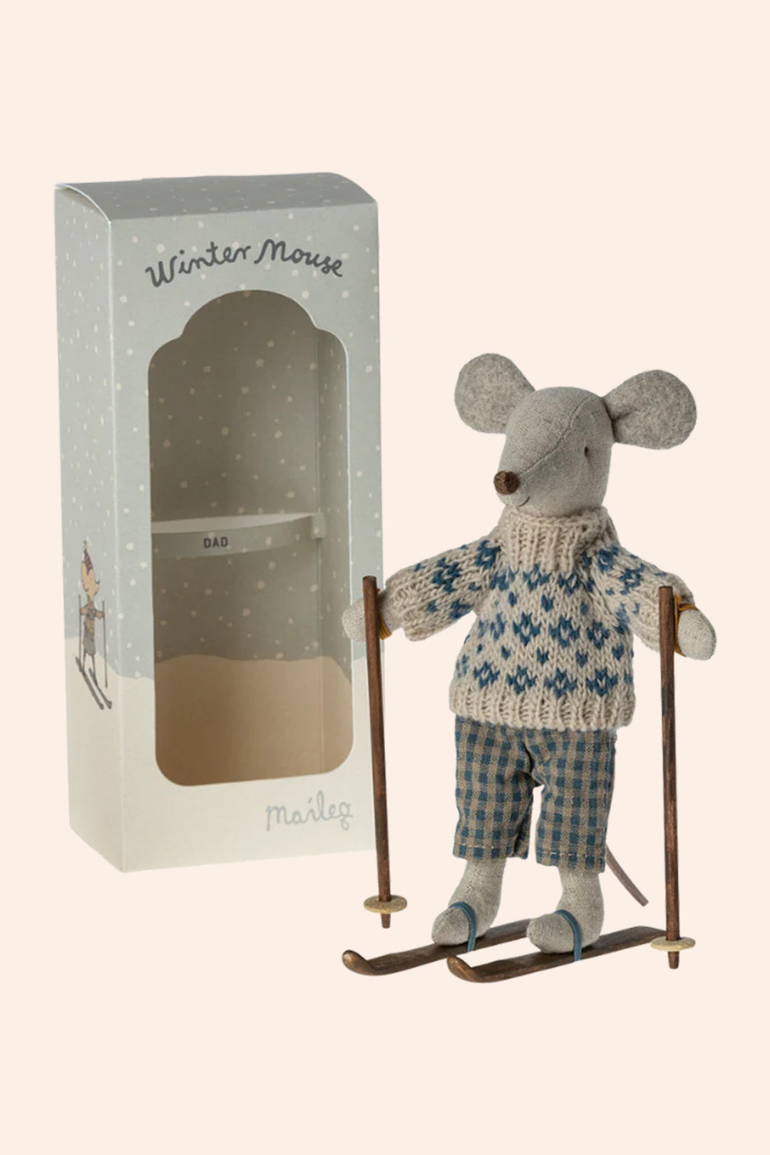 Maileg - Winter Mouse With Ski Set - Dad