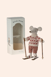 Maileg - Winter Mouse With Ski Set - Mum