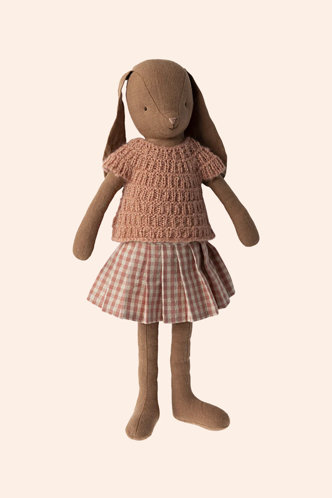 Maileg Bunny Size 3, Chocolate Brown, Knitted Shirt and Skirt