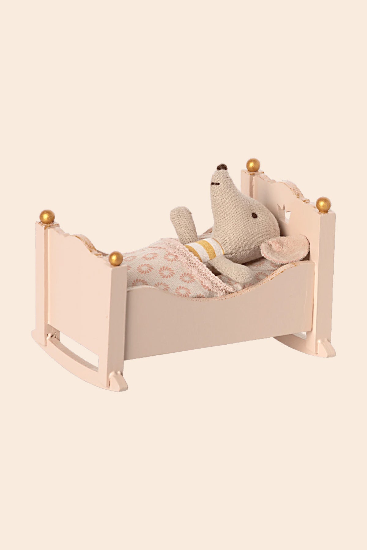 Maileg Cradle Baby Mouse - Rose