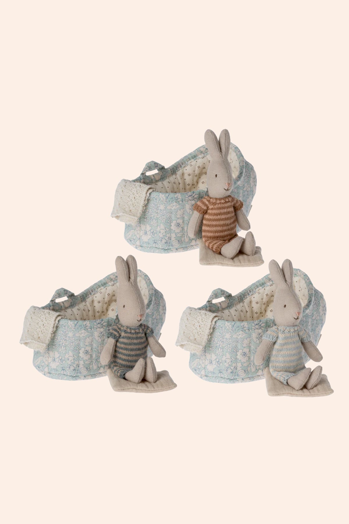 Maileg Rabbit in Carry Cot Micro-3 Mint