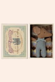 Maileg Sleepy / Wakey Baby Mouse in Matchbox - Blue