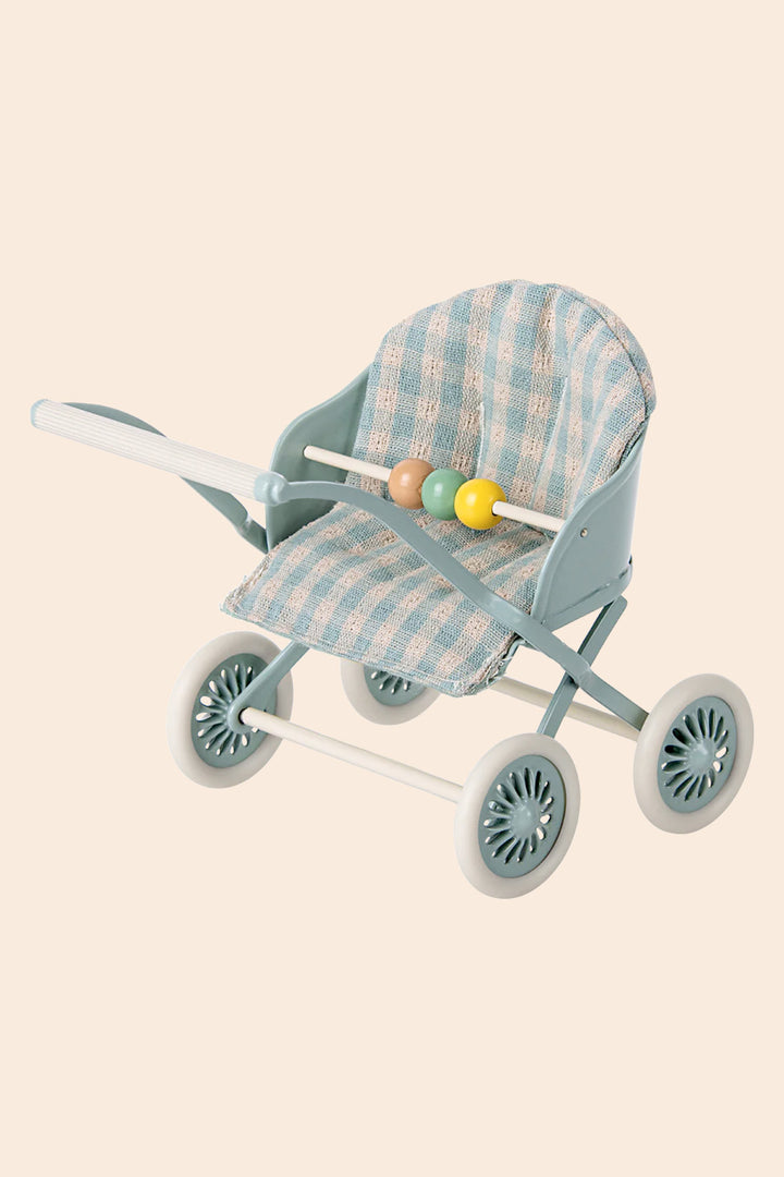 Maileg Stroller, Baby Mice - Mint