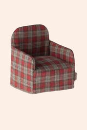 Maileg- Chair, Mouse - Red Checker - Strawberries & Cream