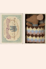 Maileg -Sleepy Wakey Baby Mouse  Matchbox - Blue- Strawberries & Cream