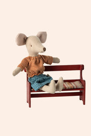 Maileg - Bench, Mouse - Red - Strawberries & Cream
