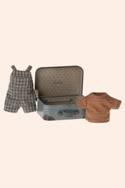 Maileg - Big Brother - Overralls and Shirt in Suitcase - Strawberries & Cream