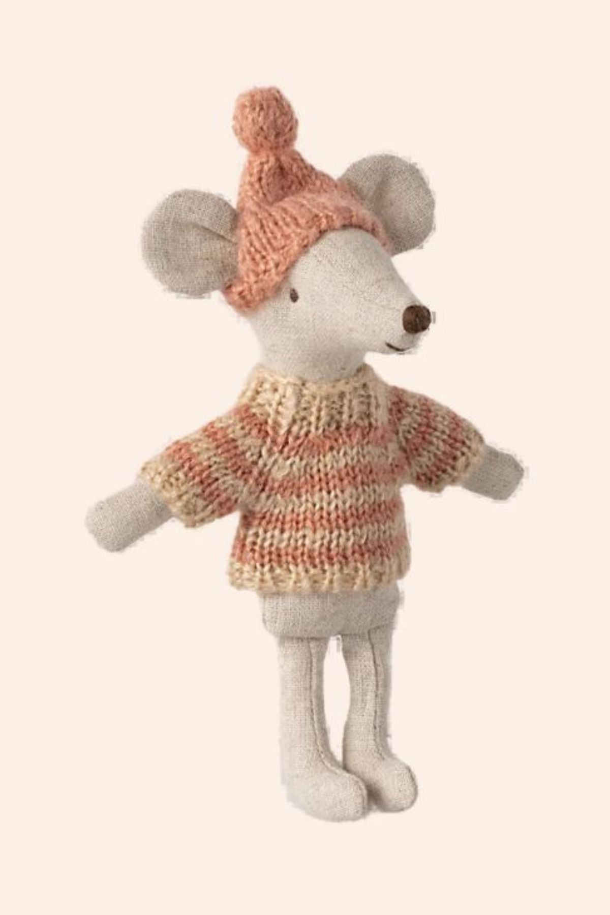 Maileg - Big Sister/Brother clothing - Knitted Sweater and Hat - Strawberries & Cream