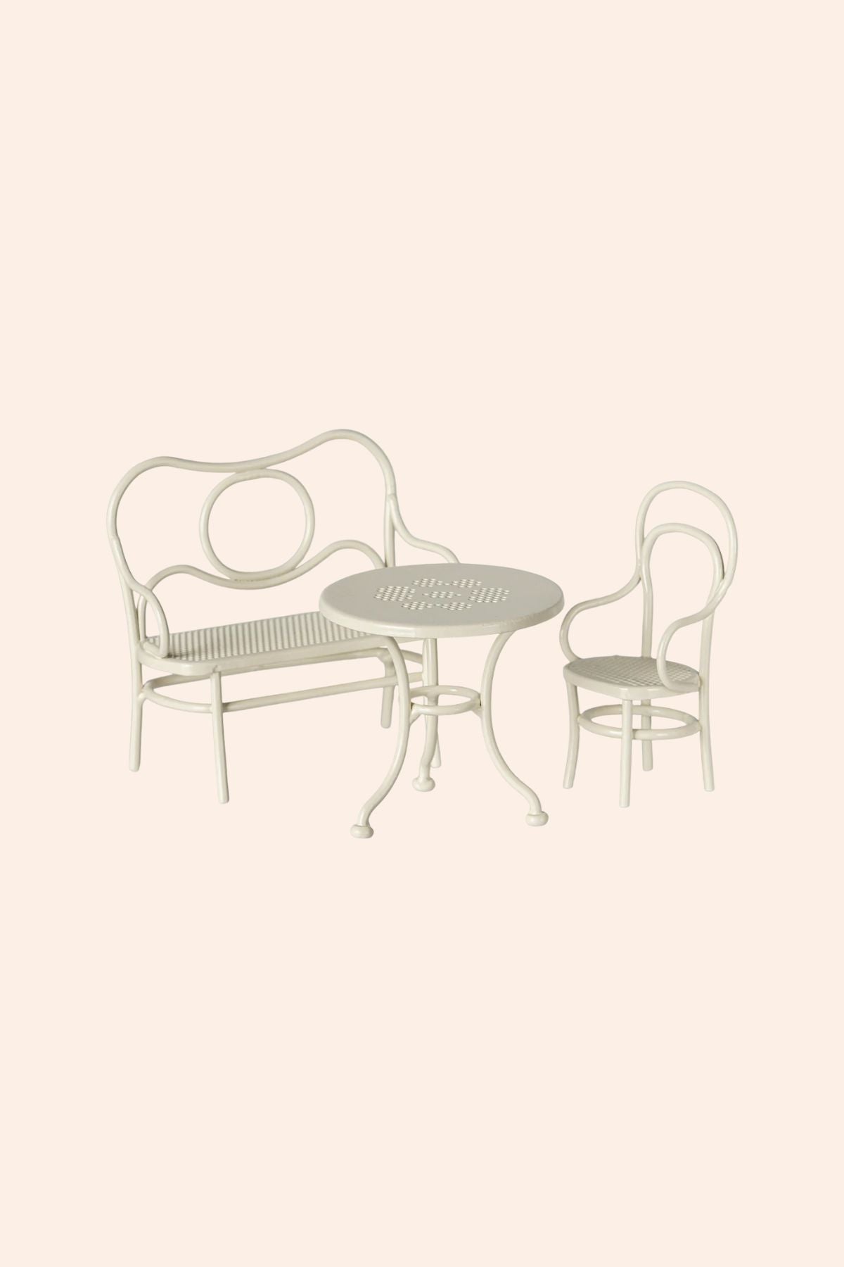 Maileg - Café Set, Mouse - Small - Off White - Strawberries & Cream