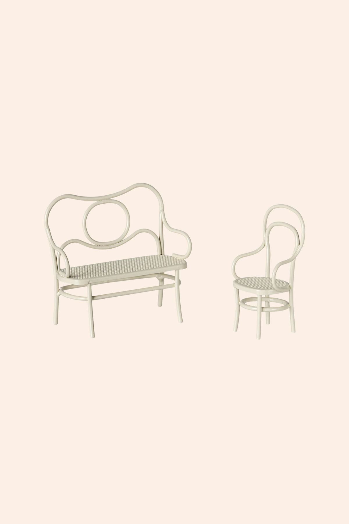 Maileg - Café Set, Mouse - Small - Off White - Strawberries & Cream