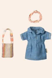 Maileg - Denim Dress and Bag - Mum Mouse - Strawberries & Cream