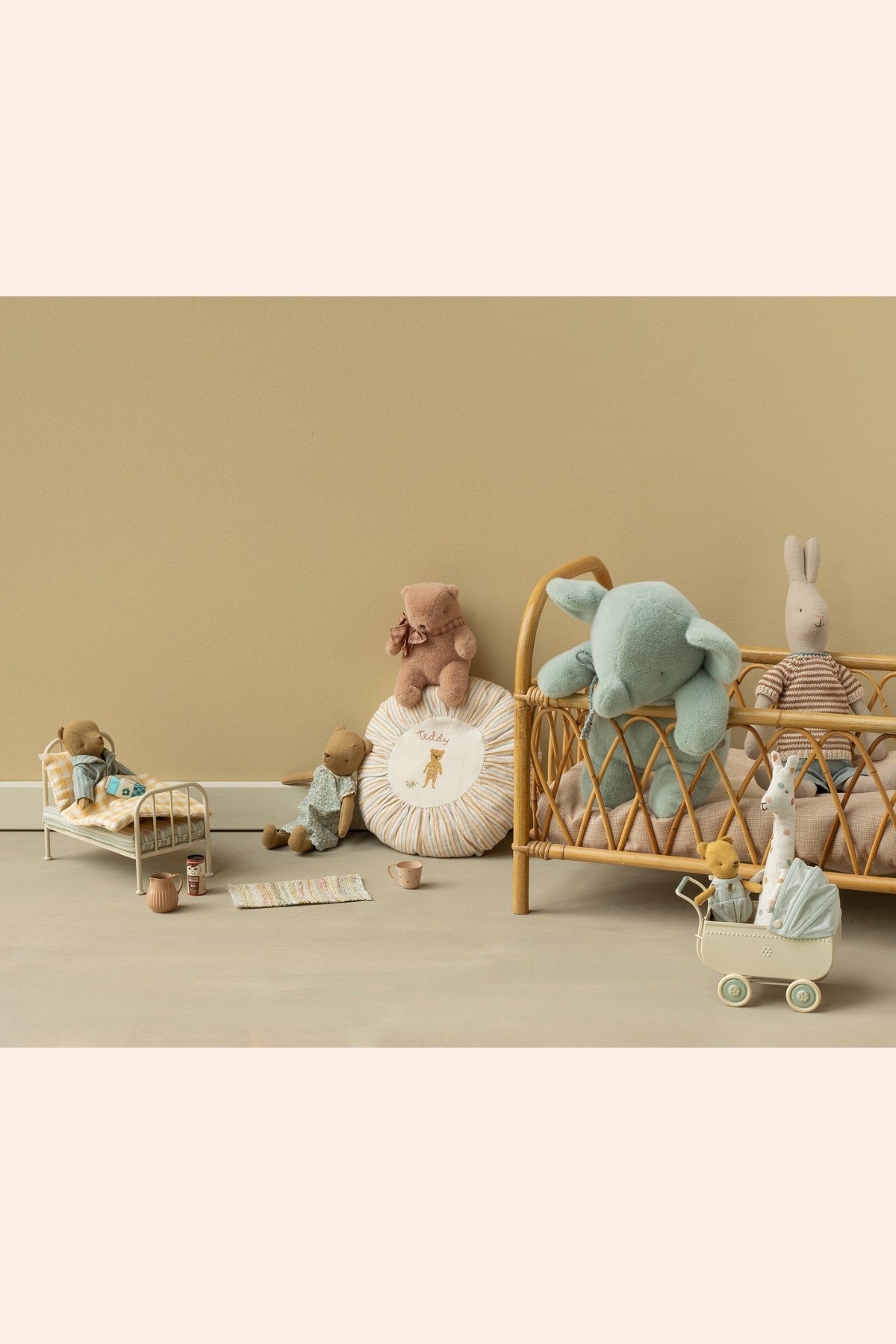 Maileg - Elephant Plush - Medium - Soft Mint - Strawberries & Cream - Ingrid Lewis - Designer