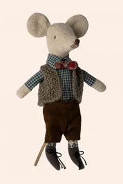 Maileg - Grandpa Mouse Clothes - Vest, Pants and Bow Tie - Strawberries & Cream