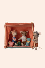 Maileg - Happy Camper Tent - Mouse - Coral - Strawberries &  Cream