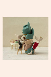Maileg - King Mouse - Dad - Strawberries & Cream - luxury - Ingrid Lewis - Designer
Stacked plush chairs with small figures.