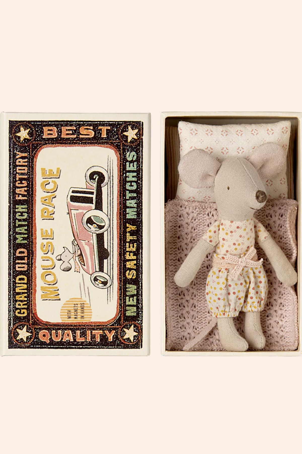 Maileg - Little Sister Mouse in Match Box - Strawberries & Cream