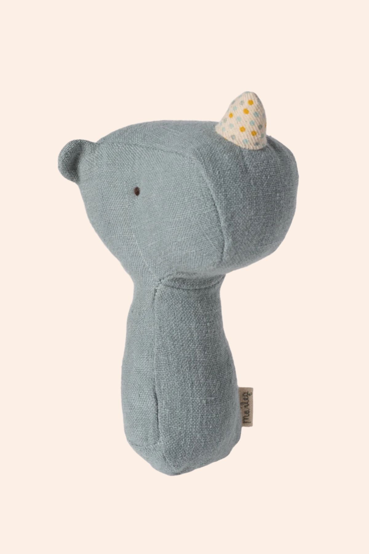 Maileg - Lullaby Friends -  Rhino Rattle - Dusty Blue - Strawberries & Cream