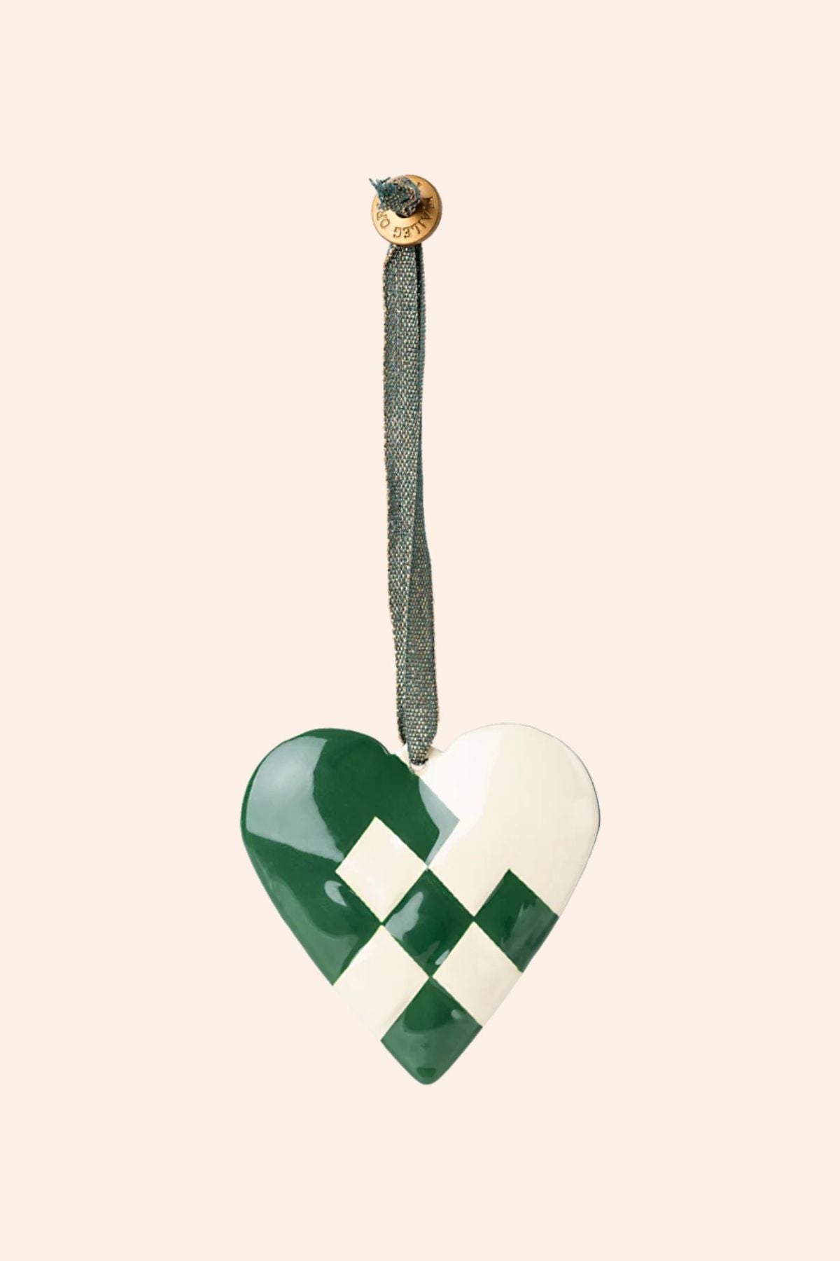 Maileg - Metal Ornament, Braided Heart - Dark Green - Strawberries & Cream