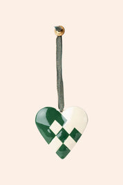 Maileg - Metal Ornament, Braided Heart - Dark Green - Strawberries & Cream