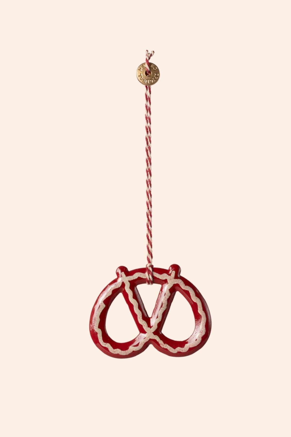 Maileg - Metal Ornament Pretzel - Stripe - Strawberries & Cream