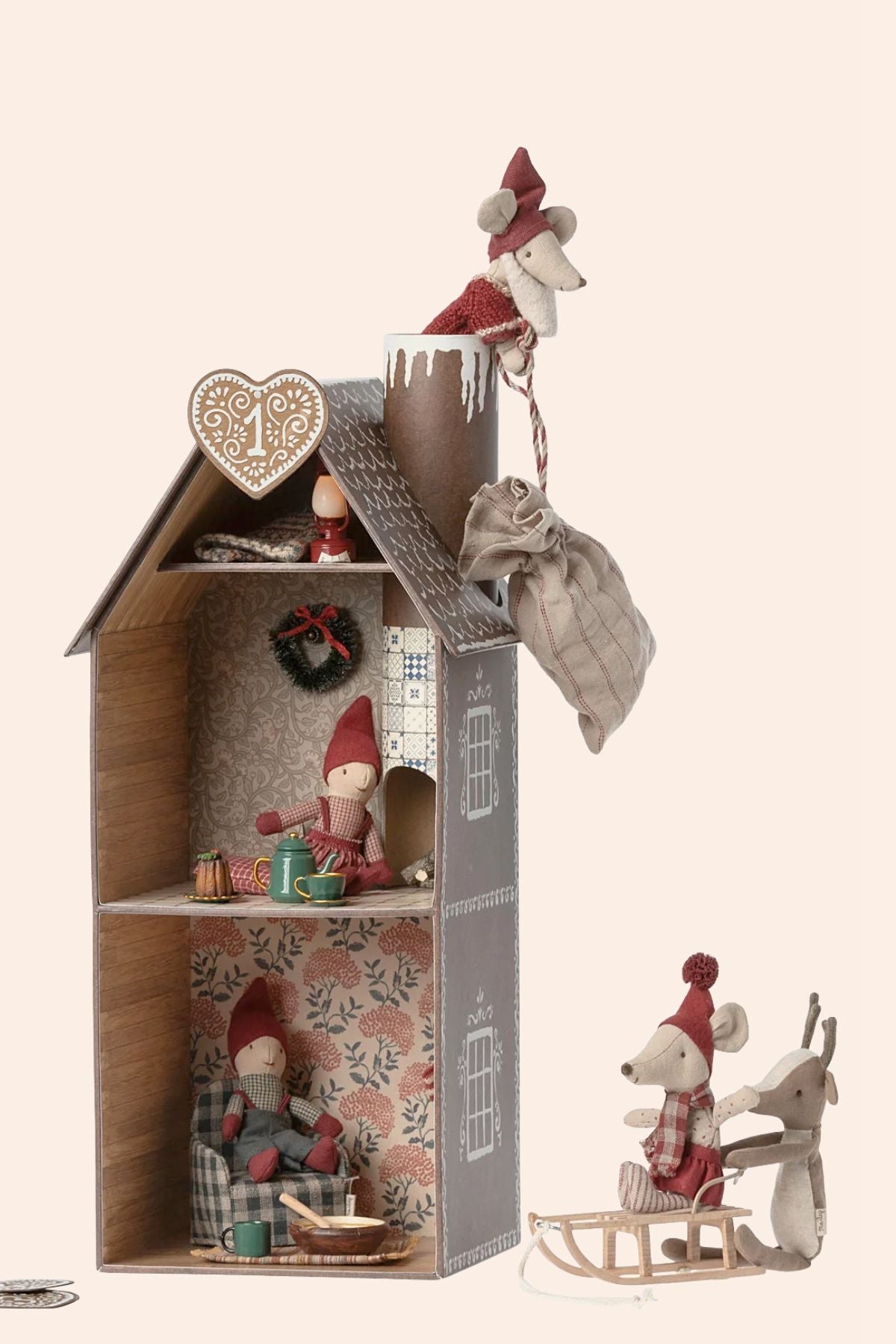 Maileg - Mouse - Gingerbread House - Strawberries & Cream 
