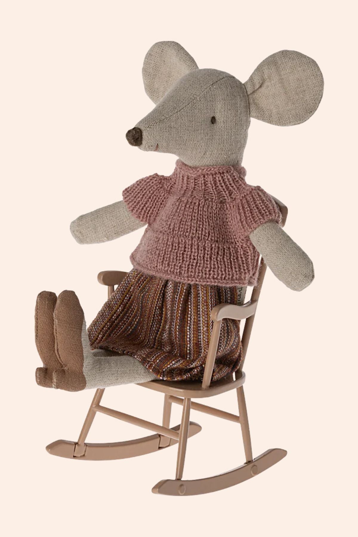 Maileg - Mouse - Rocking Chair -  Dark Powder - Strawberries & Cream 