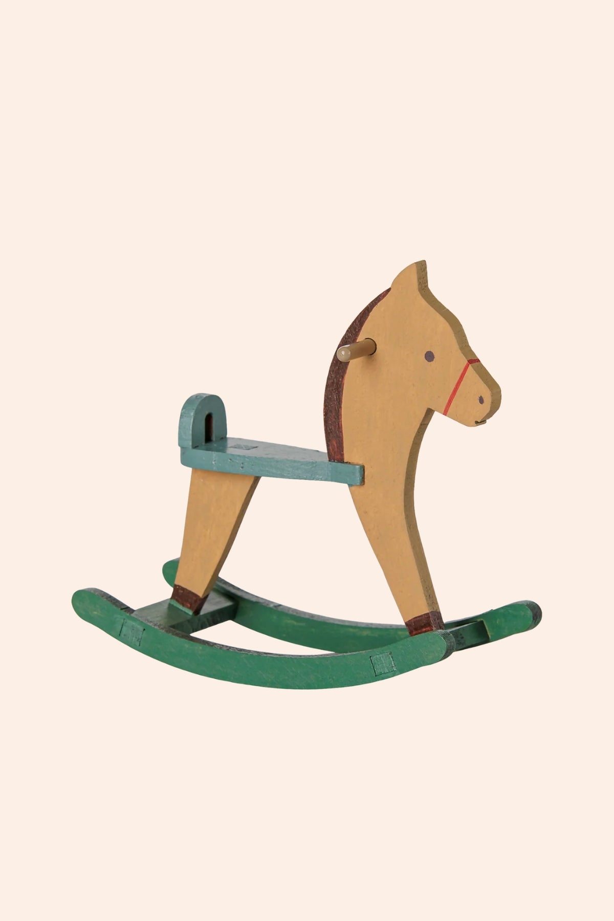 Maileg - Mouse - Rocking Horse - Light Brown - Strawberries & Cream - Ingrid Lewis - Designer