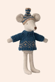Maileg - Mum/Dad Mouse Clothing - Knitted Sweater and Hat - Strawberries & Cream