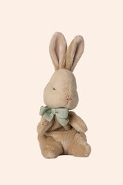 Maileg - My First Bunny - Mint - Strawberries & Cream - Ingrid Lewis - Designer
Maileg Stuffed rabbit toy with a green bow tie on a beige background