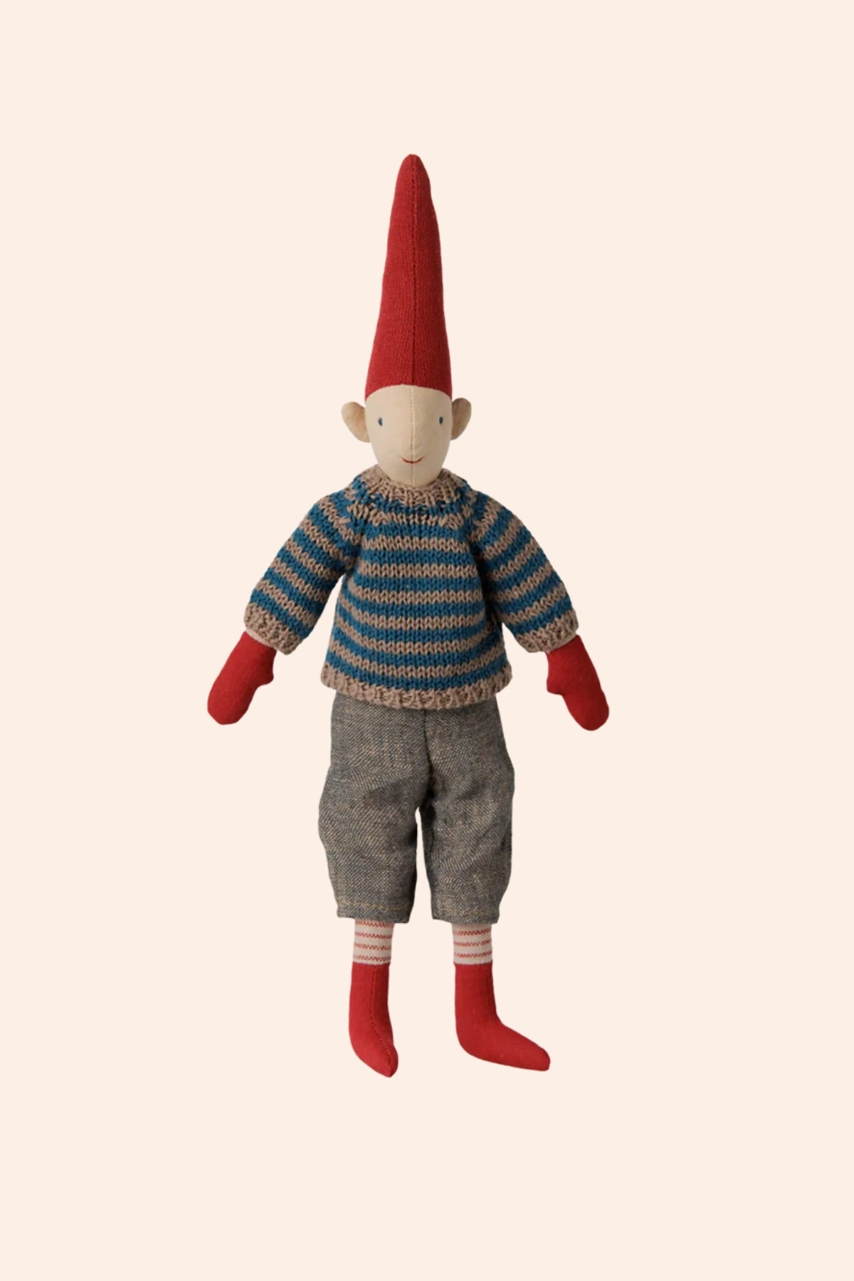 Maileg - Pixy Size 2 - Boy Striped Knitted Sweater - Strawberries & Cream - Ingrid Lewis - Designer