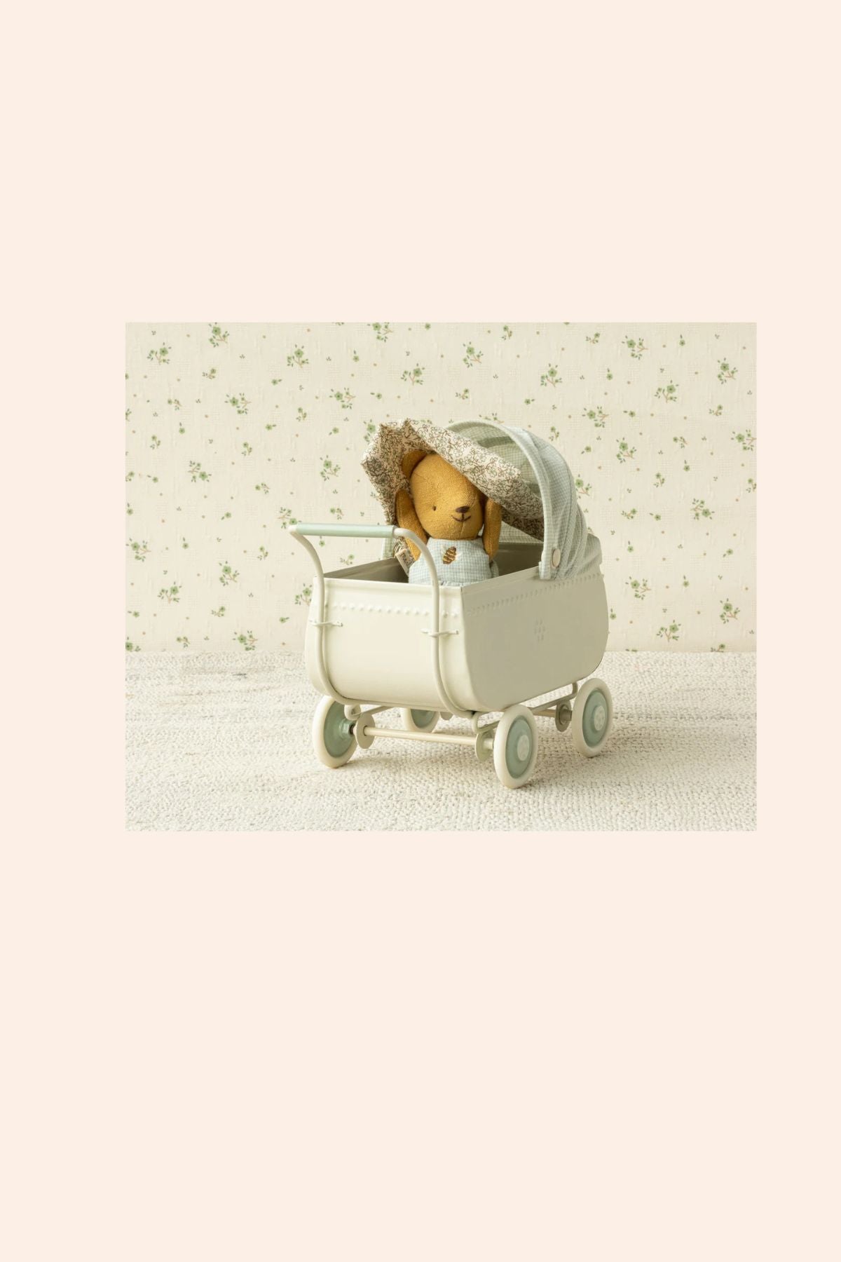 Maileg - Pram Micro - Blue - Strawberries & Cream