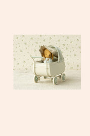 Maileg - Pram Micro - Blue - Strawberries & Cream