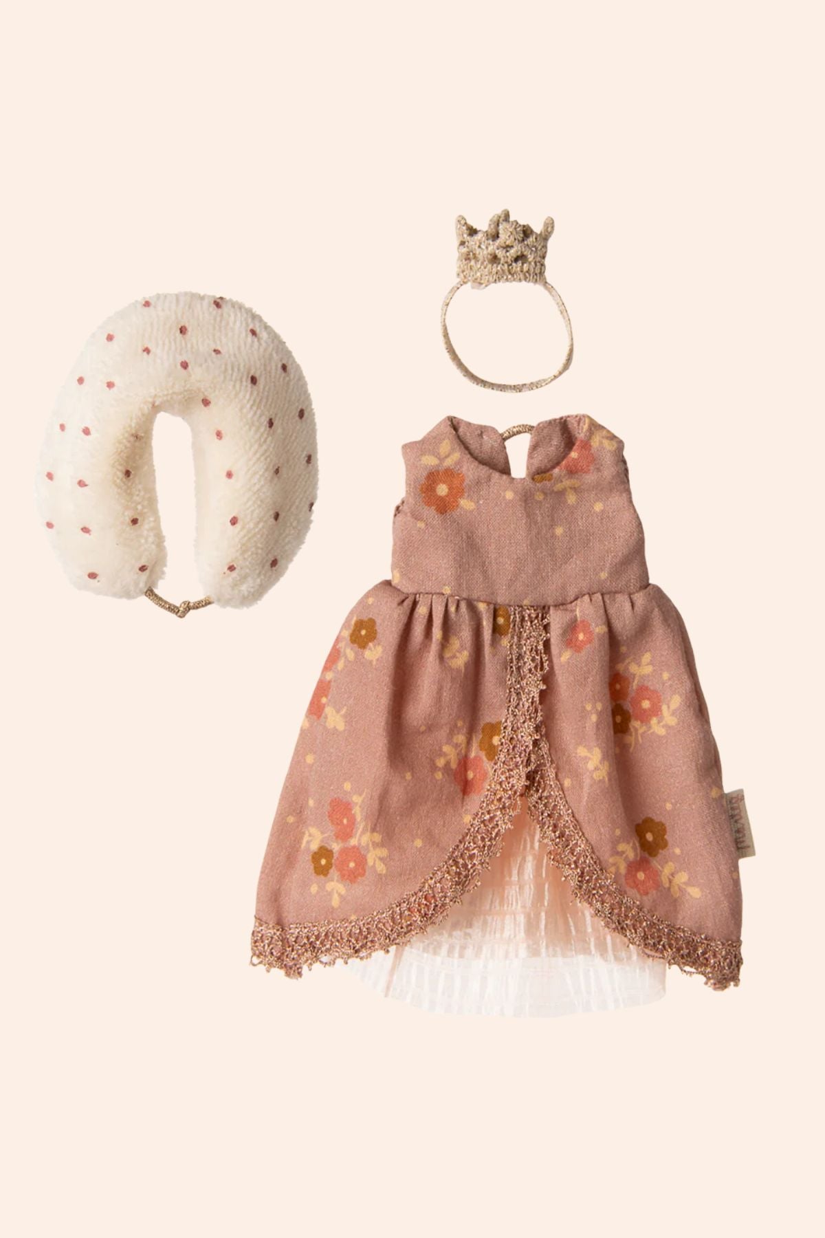 Maileg - Queen dress - Mum mouse - Strawberries & Cream - Ingrid Lewis Maileg dress with floral pattern, white headband