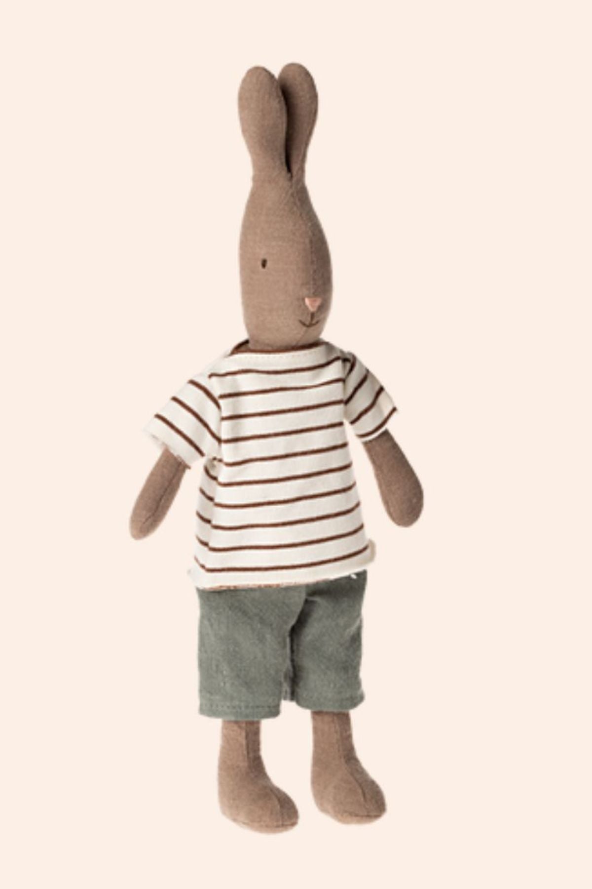 Maileg - Rabbit Size 2 - Brown Striped Blouse and Pants - Strawberries & Cream
