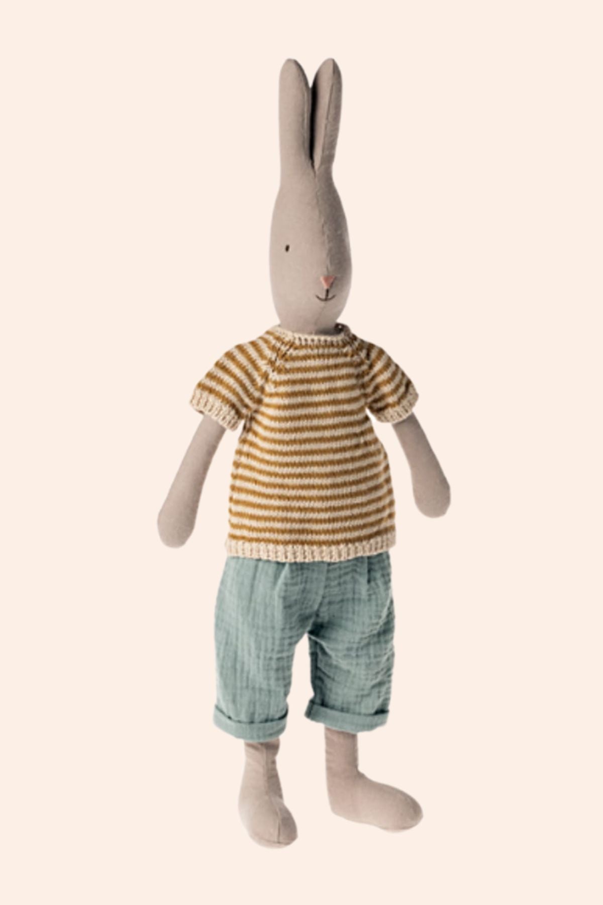 Maileg - Rabbit Size 3 - Classic Knitted Shirt and Pants - Strawberries & Cream