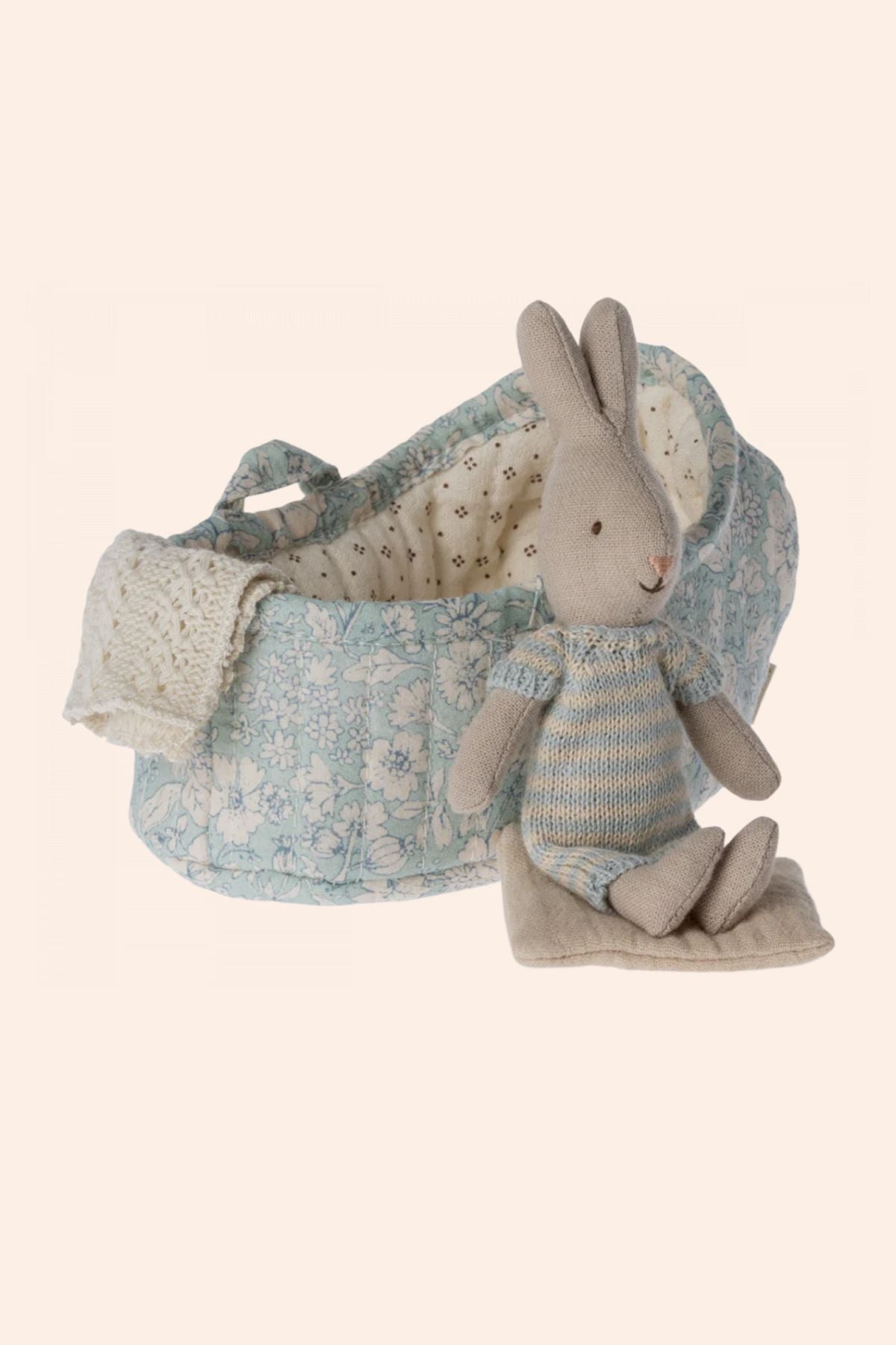 Maileg - Rabbit in Carry Cot Micro - 3 Mint - Strawberries & Cream 