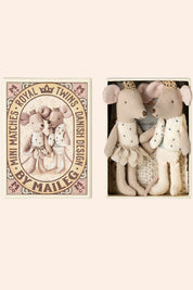 Maileg - Royal Twin Mice - Little Sister and Brother in Matchbox - Strawberries & Cream