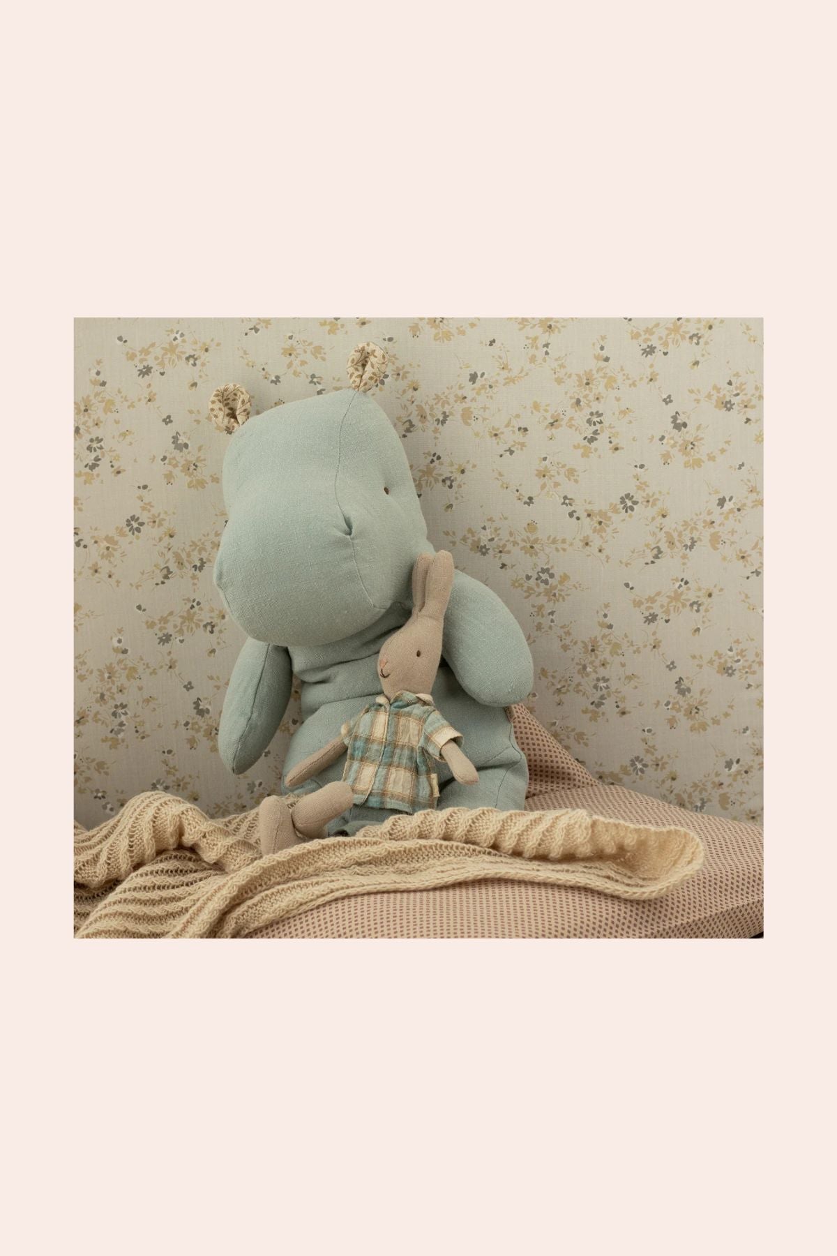 Maileg - Safari Friends - Medium Hippo - Blue Grey Strawberries & Cream