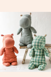 Maileg - Safari Friends - Medium Hippo - Check - Strawberries & Cream