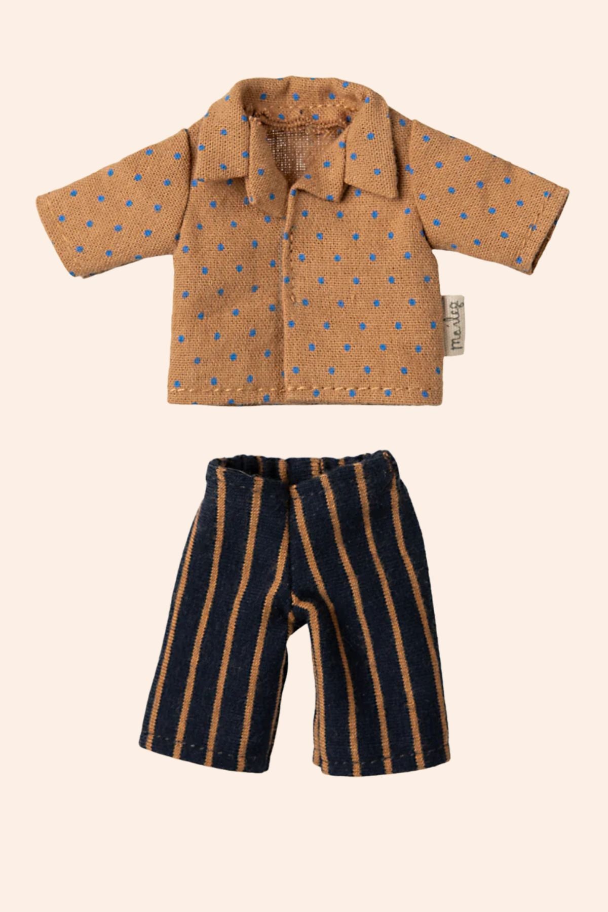 Maileg - Shirt and Striped Pants - Dad Mouse - Strawberries & Cream