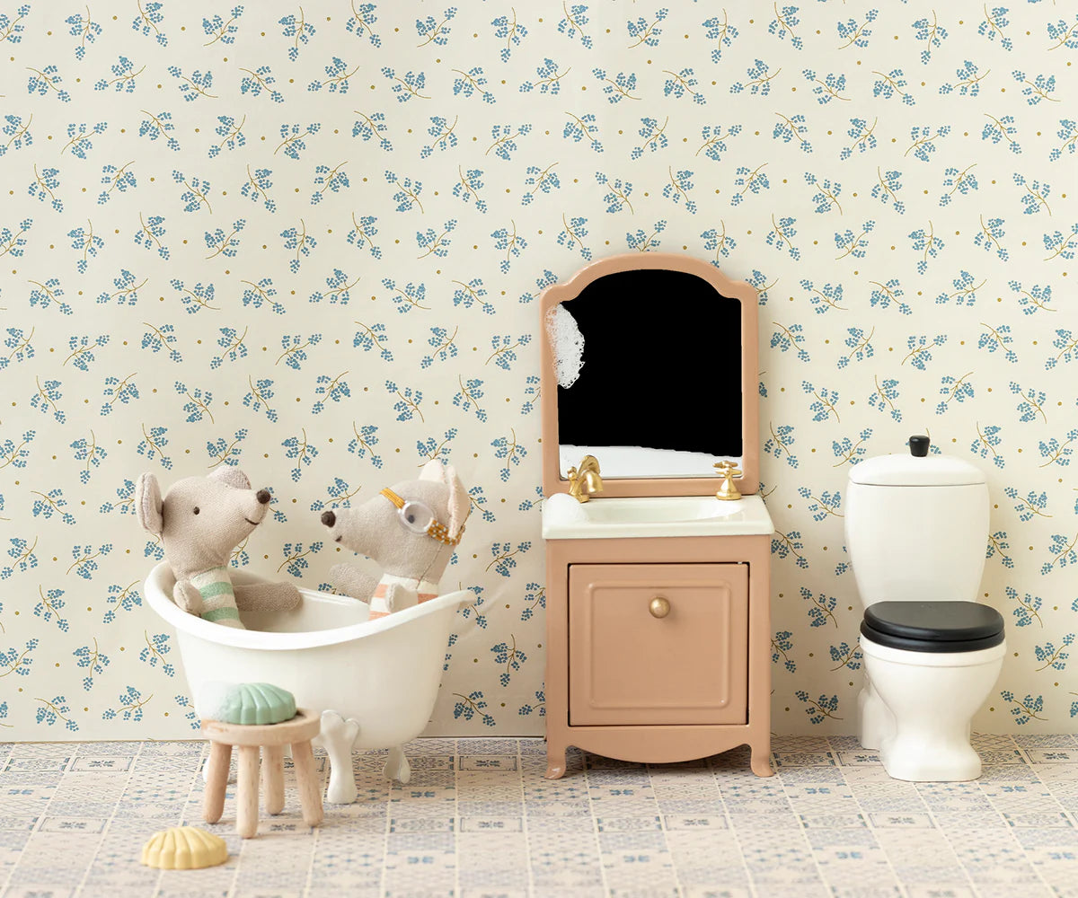 Maileg - Sink Dresser Mirror - Mouse - Powder - Strawberries & Cream