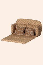 Maileg - Sofa bed - Mouse - Large - Ocher - Strawberries & Cream
