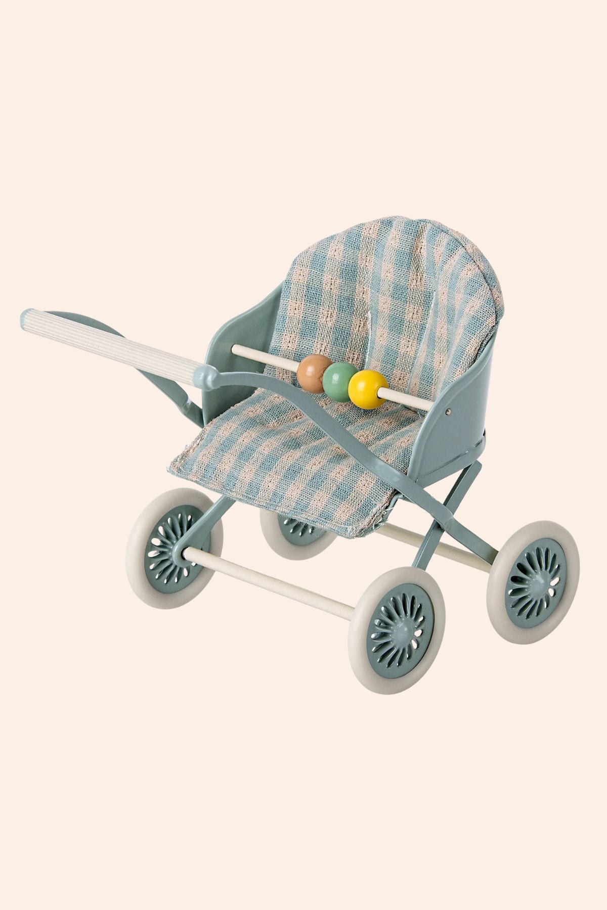 Maileg - Stroller -  Baby Mice - Blue - Strawberries & Cream 