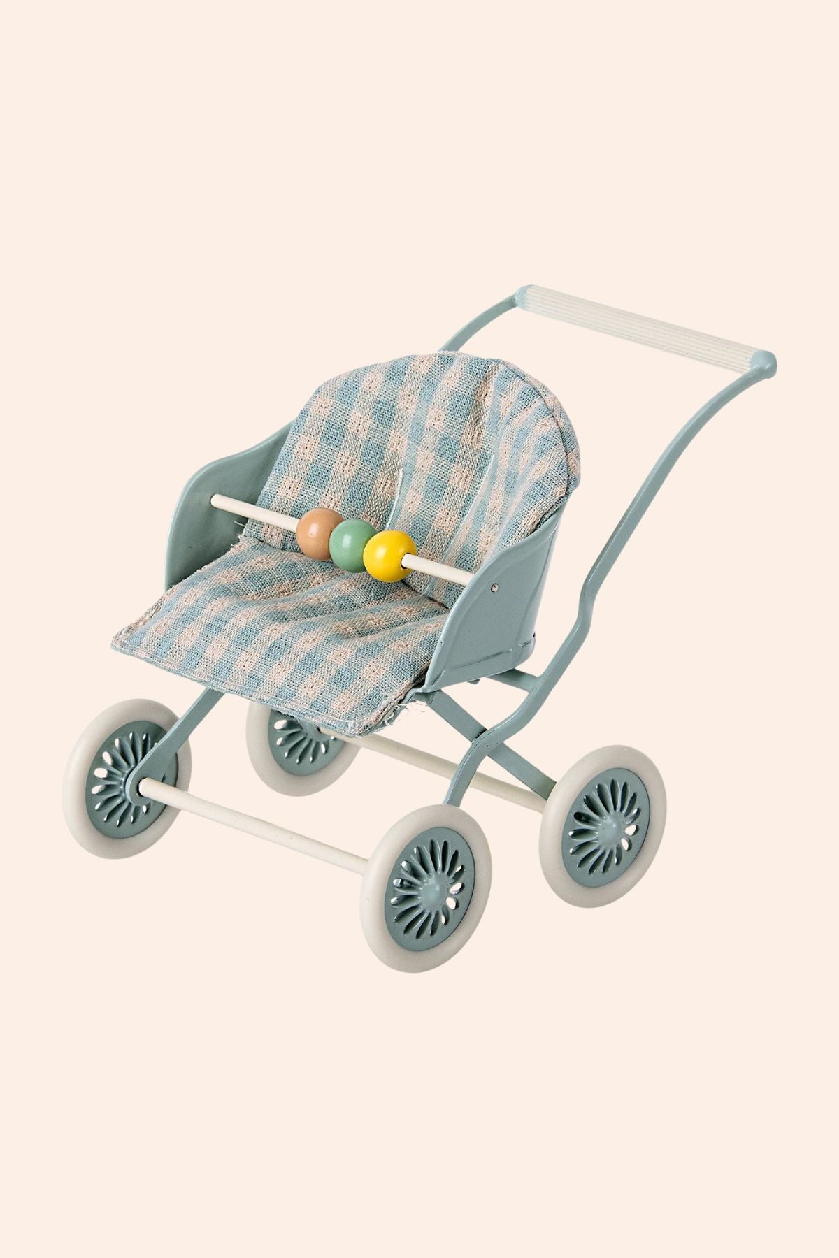 Maileg - Stroller -  Baby Mice - Blue - Strawberries & Cream 