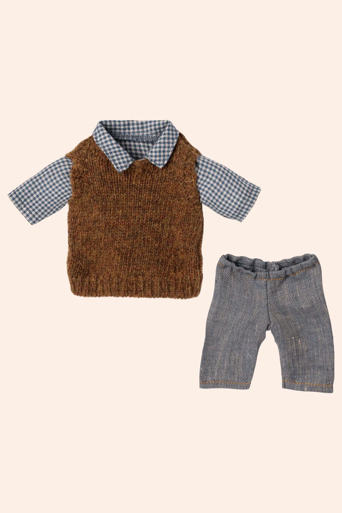 Maileg - The Teddies - Teddy Dad - Shirt, Slipover and Pants - Strawberries & Cream