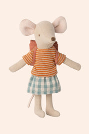 Maileg - Tricycle Mouse - Big Sister With Bag - Old Rose - Strawberries & Cream 