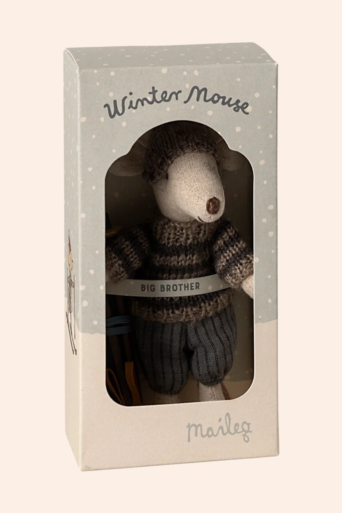 Maileg - Winter Mouse With Ski Set - Big Brother - Grey - Strawberries & Cream 